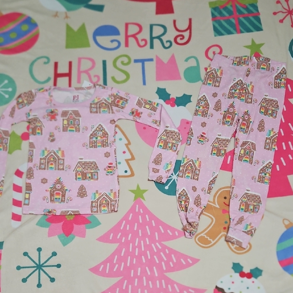 Charming Pink Gingerbread Kids Pajama Set